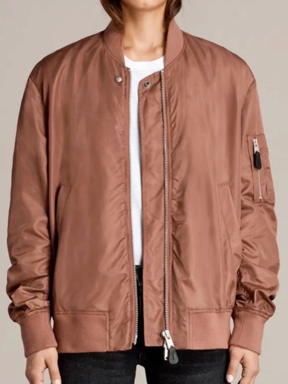 AllSaints Rose Brown Bomber Jacket